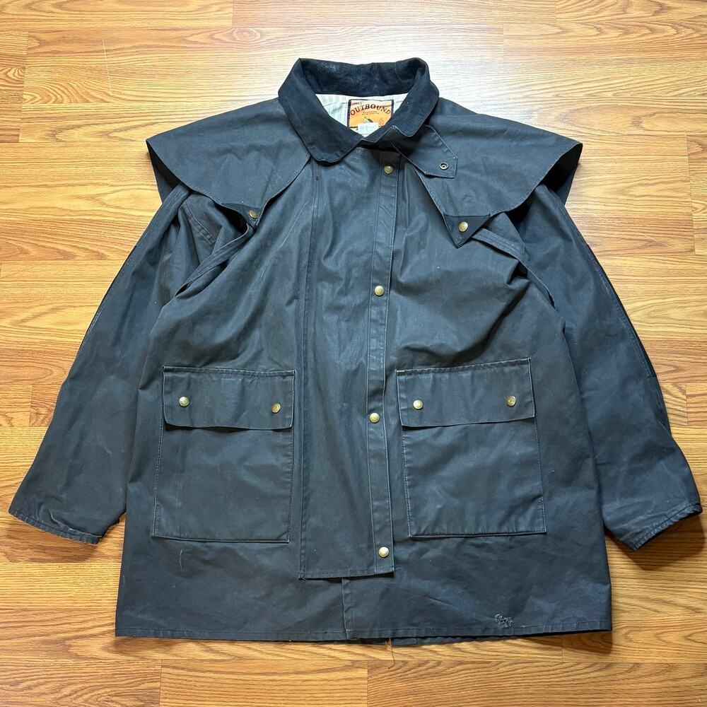 Vintage Outbound Australia Waxed Cotton Oilskin Field Jacket Storm Cape XL